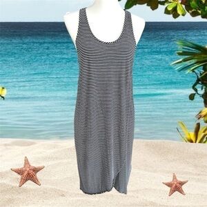 GAP Blue and White Striped Midi Dress